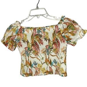 Rose & Olive Hawaiian Smocked Crop Top. Size Small. New.